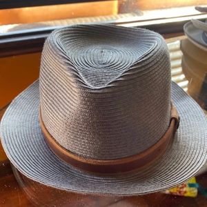 Goorin Blue Straw Fedora hat